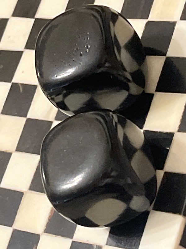Odd quaint sleek dark black cubes for dice or prayer beads 120223@
