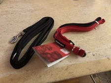 Black & Red (2) Voyager Reflective Dog Leash w/ Neoprene Handle, 5ft Long Small