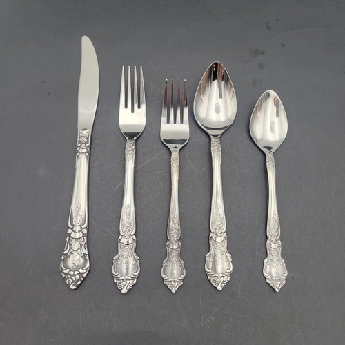 NS National Stainless Japan Rose and Leaf Service für 8 Vintage Set 50 Teile selten - Bild 2 von 10