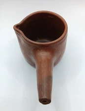 Vtg Signed Earthenware Pottery Creamer Pitcher Pot Rustic Farmhouse 4" x 7.5"