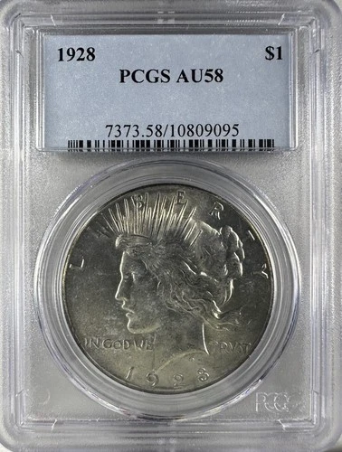 1928 Peace Silver Dollar AU58 PCGS BEAUTIFUL LUSTER