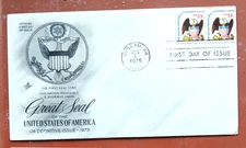 GREAT SEAL OF THE UNITED STATES BALD EAGLE PAIR 1975 ARTCRAFT CACHET FDC UNADDR