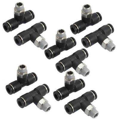 10 Pcs JPB6-01 1/8'' PT Male Thread 6mm One Touch Push In T Joint Quick Fittings 