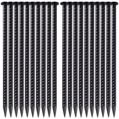 20 Pack Rebar Stakes 16 Inch Steel Ground Anchors 1/2 Inch Diameter Metal Lan...