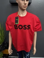 Hugo Boss Men's Short Sleeve Crew Neck T-Shirt 100% Cotton Size LARGE  ( RED )