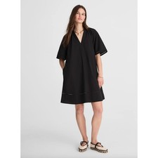 Madewell Poplin Splitneck Mini Shirtdress Minimalist Relaxed Jet Black Small NWT