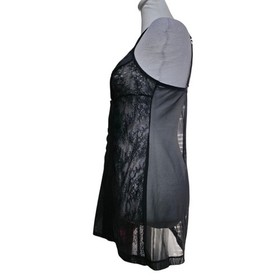  Studio La Perla Black Lace Mesh Babydoll Chemise Slip Dress Italy Sexy Lingerie