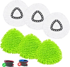 6PCS Mop Heads Replacements for Ocedar,3 Microfiber+3 Chenille Spin Mop Refill R
