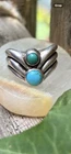 Vintage 925 Sterling Silver & 2 Turquoise Stone Ring Size 9 Signed & Stamped