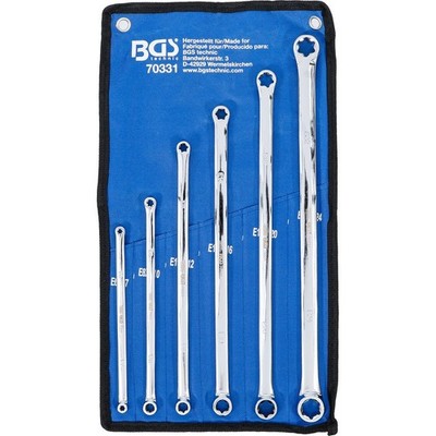 BGS 70331 Doppel-Ringschlüssel-Satz mit E-Profil-Ringköpfen extra lang SW E6 x