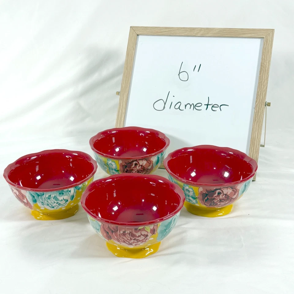 Pioneer Mujer Calidad 4 Cuencos Acanalados, 6" Diámetro, Apto para Lavavajillas y Microondas Foto 4 de 4