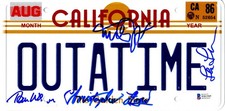 MICHAEL J FOX LLOYD THOMPSON WILSON SIGNED LICENSE PLATE OUTATIME BTTF BECKETT