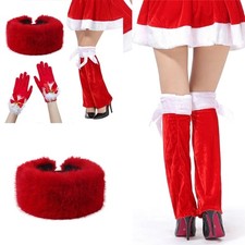 Santa Red Gloves Hat Leg Warmers for All Age Christmas Party Costume Accessories