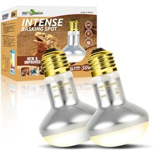 50W Reptile Heat Lamp Bulb,2 Pack Intense Spot Basking Light,UVA Daylight Hea...