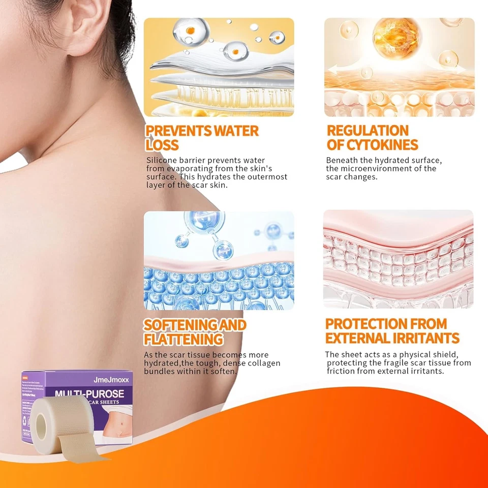 Силиконовые листы со шрамами (рулон 1,6 x 60 дюймов - 1,5 М) силиконовая лента для хирургических шрамов - Изображение 4 из 4