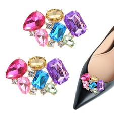2-Pack Decorative Rhinestone Shoe Clips, Fashion Shoe Clips Multi Color 