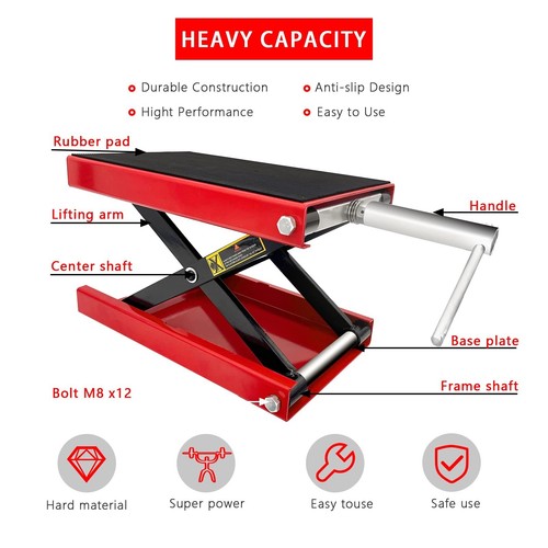 Motorcycle Bike ATV Wide Repair Deck Scissor Lift Jack Crank Hoist Stand 500kg - Picture 5 of 6