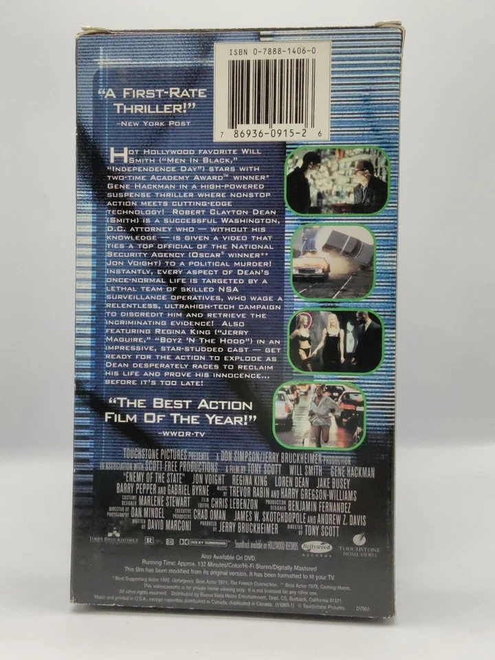 Enemy of the State (VHS, Full Frame, 1999) Will Smith, Gene Hackman, Tony Scott - Image 2 of 2