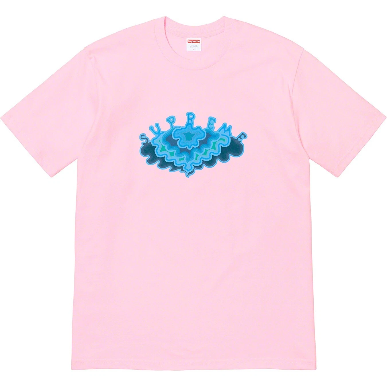 Tee shirt rose Supreme SS19 Clouds taille MOYENNE EN MAIN 100% authentique NEUF