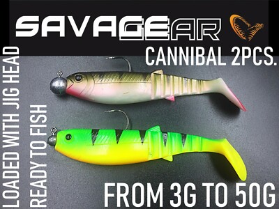  Savage Gear Cannibal Shad 5''(12cm)2pcs,ready to fish, mustad jigs,loaded,3-50g