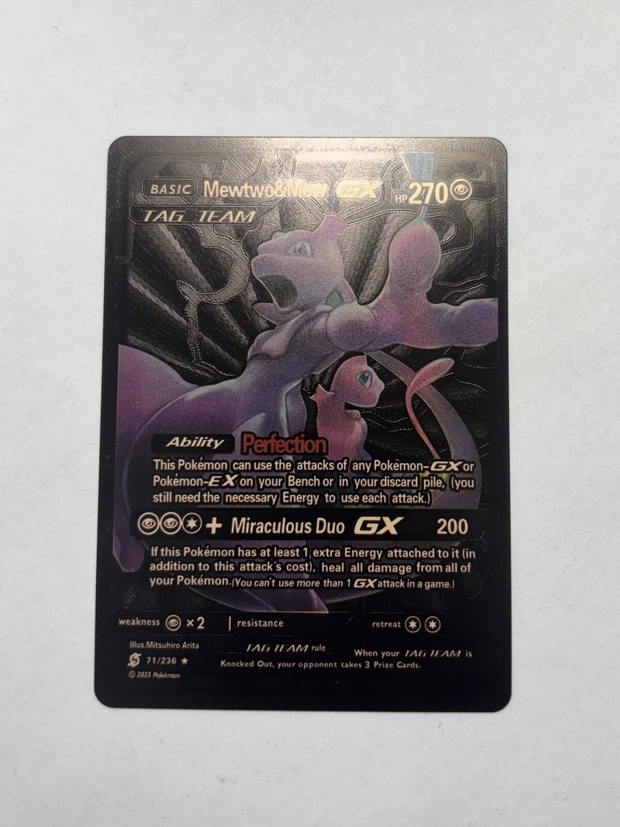 Mewtwo & Mew GX Tag Team 270 HP Black Foil Fan Art Display Card 71