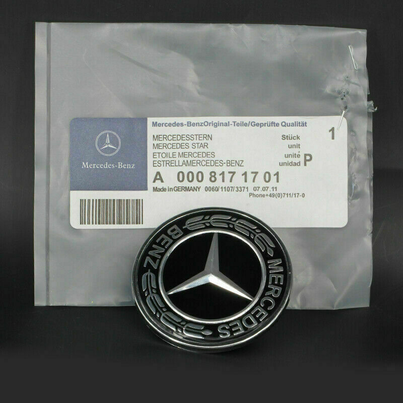 57mm Black Star Flat Hood Bonnet Logo Emblem Badge for Mercedes 