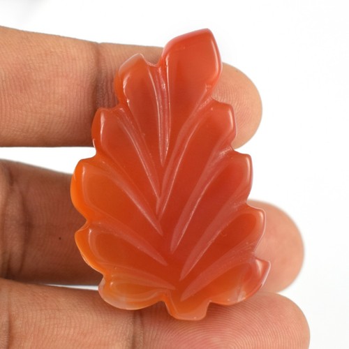 84.9 Cts Carving Leaf Color Chalcedony Free-Form Cabochon Gemstone Pendant VG29 - Picture 2 of 4
