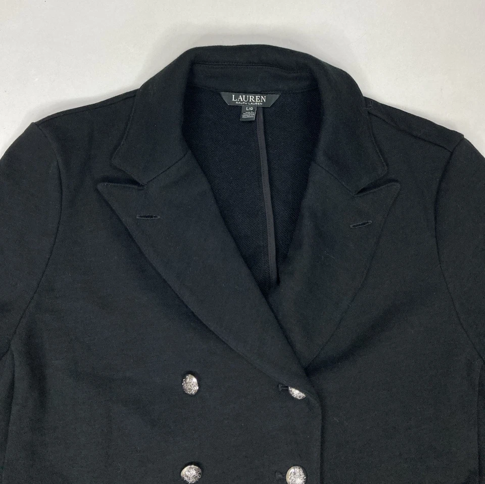 Jaqueta Polo Ralph Lauren Estilo Militar Blazer Feminina Grande Preta Peito Duplo - Imagem 3 de 4