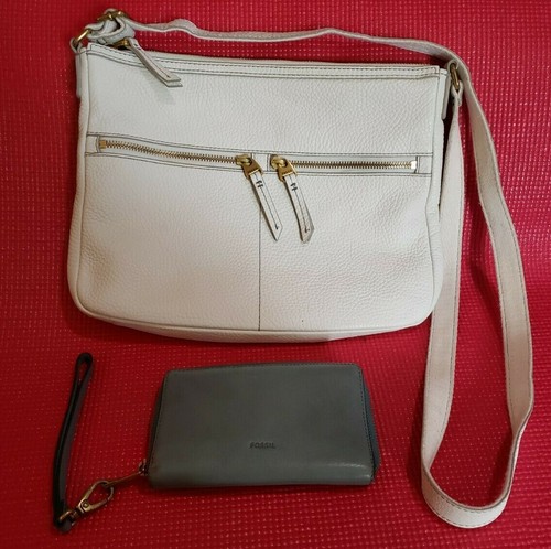 Fossil Elise White Leather Crossbody 