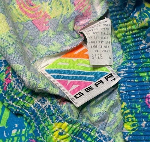 Costume da bagno corto astratto verde fluo Surf Gear vintage anni 90 grande made in USA - Foto 3 di 4