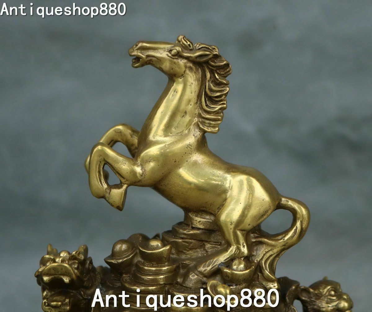 Pure Bronze Wealth Bag Horse Horses 12 Zodiac Year Animal Dragon