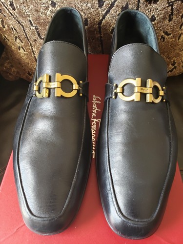 Salvatore Ferragamo FLORI Penny Loafer Black Metal Logo 11.5-E UK/12.5 US $1,200 - Picture 8 of 21