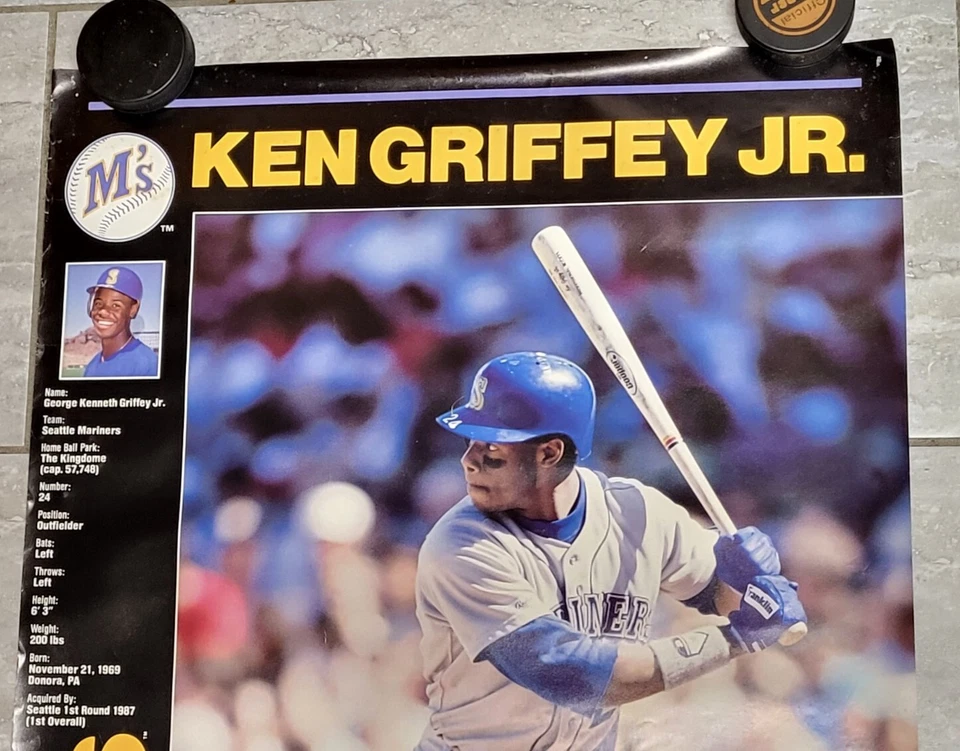 Rare Original 1991 Ken Griffey Jr Norman James Large 22" x 34" Wall Poster - Image 4 of 4