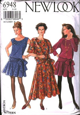 6948 Vintage NEW LOOK SEWING Pattern Misses 1990s Dress Evening Prom  Sleeveless | eBay