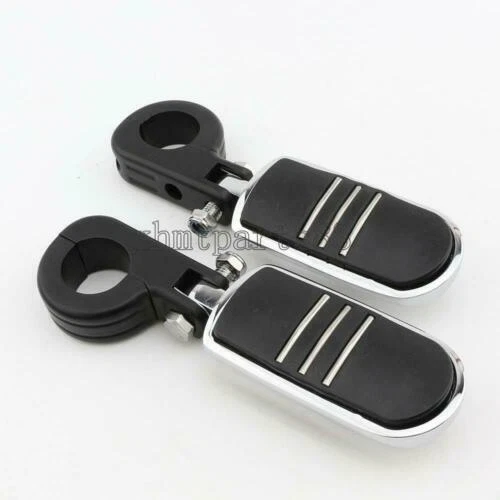 Par de reposapiés de carretera para motocicleta barra de choque de 1-1/4" para Harley Davidson CVO Foto 3 de 4