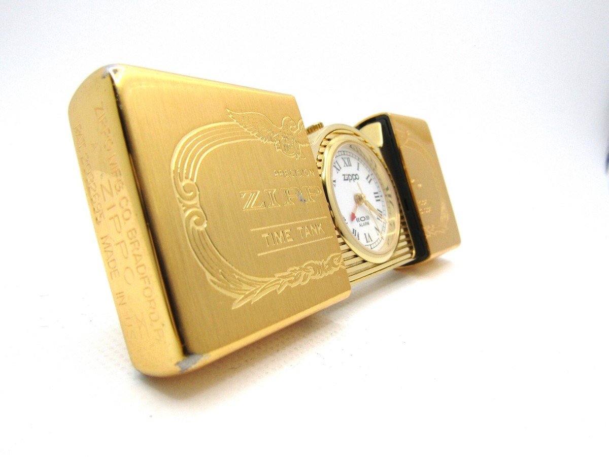 Zippo Time Tank Gold Pocket Clock Watch running 1995 Rare | eBay