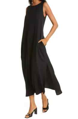 black velvet women dress Faherty Black Stretch Silk Velvet Riley Midi Dress Black / S
