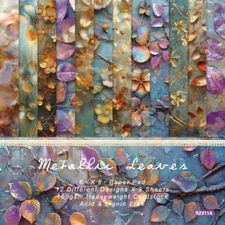 Colorful Metallica Flowers Leaves Scrapbook Card Journal Craft Paper