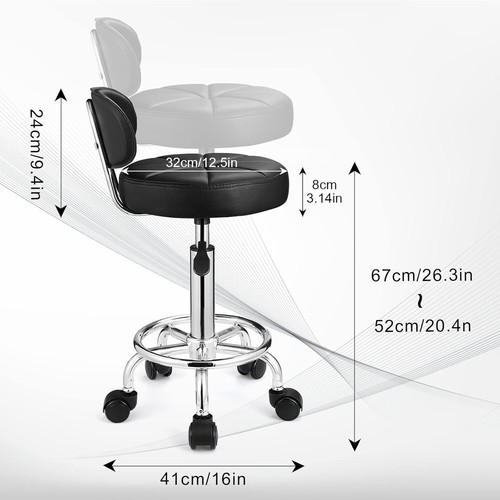 Comfortable 360° Swivel Spa Stool with Backrest - Adjustable & Easy to Clean - Picture 5 of 10