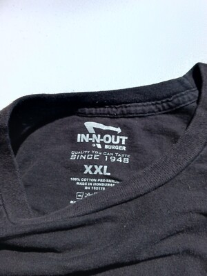 In N Out Shirt Mens 2XL Black Short Sleeve California Back Car