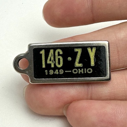 Vtg 1949 Ohio Disabled American Veterans Mini License Plate DAV Key Chain Ring - Picture 3 of 4