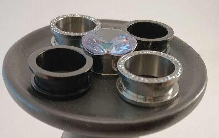 批量 5 件 不锈钢 双闪光 耳洞塞 水钻 全部 13/16 规格 43 克 — 第 3/4 张图片