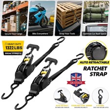 Auto Retractable Ratchet Strap Tie Down Straps For Cargo Van Car Rack Lashing