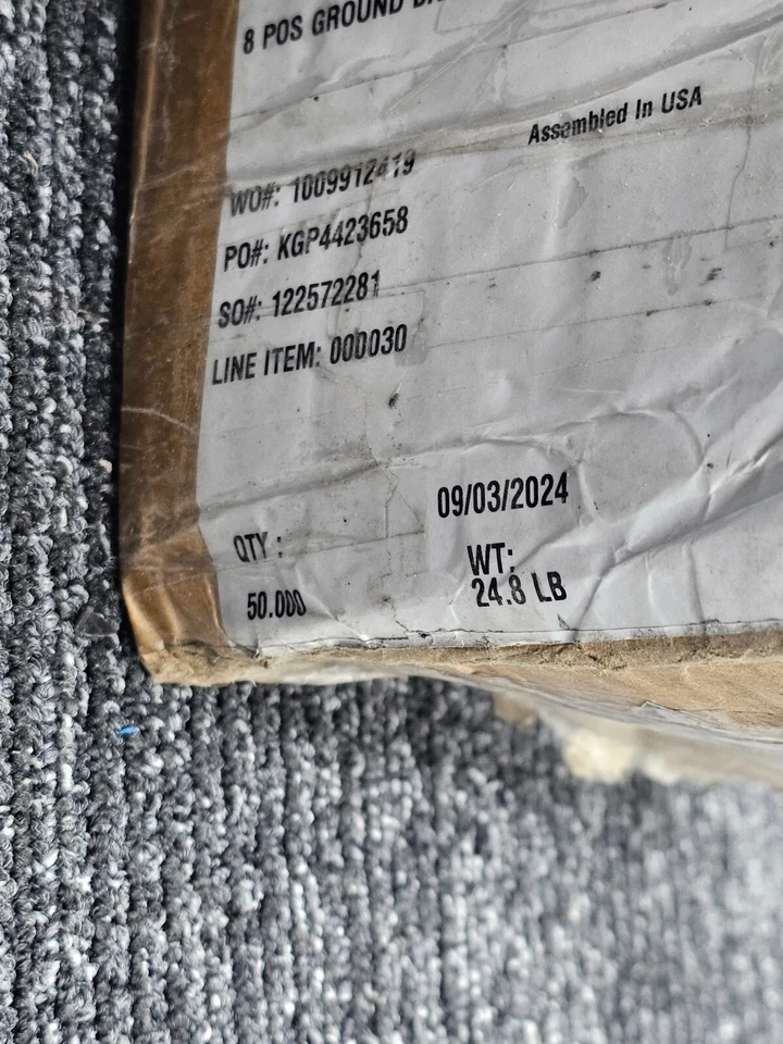 (QTY 50) Hubbell 8 Position Ground Block EM-4250-8H Bar Hex Screw #10–24 Mount - Image 3 of 4