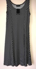 NEW LADIES A-LINE SLEEVELESS POLKA-DOT SUMMER MIDI DRESS*2 COLOURS*