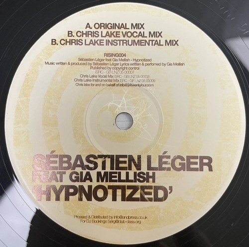 Sebastien Leger Hypnotized Vinyl 12” 45 RPM Maxi Single RISING004 Rising 2006 - Picture 11 of 24