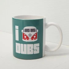 Volkswagen VW Bus Mug I Love Dubs Coffee Cup Green