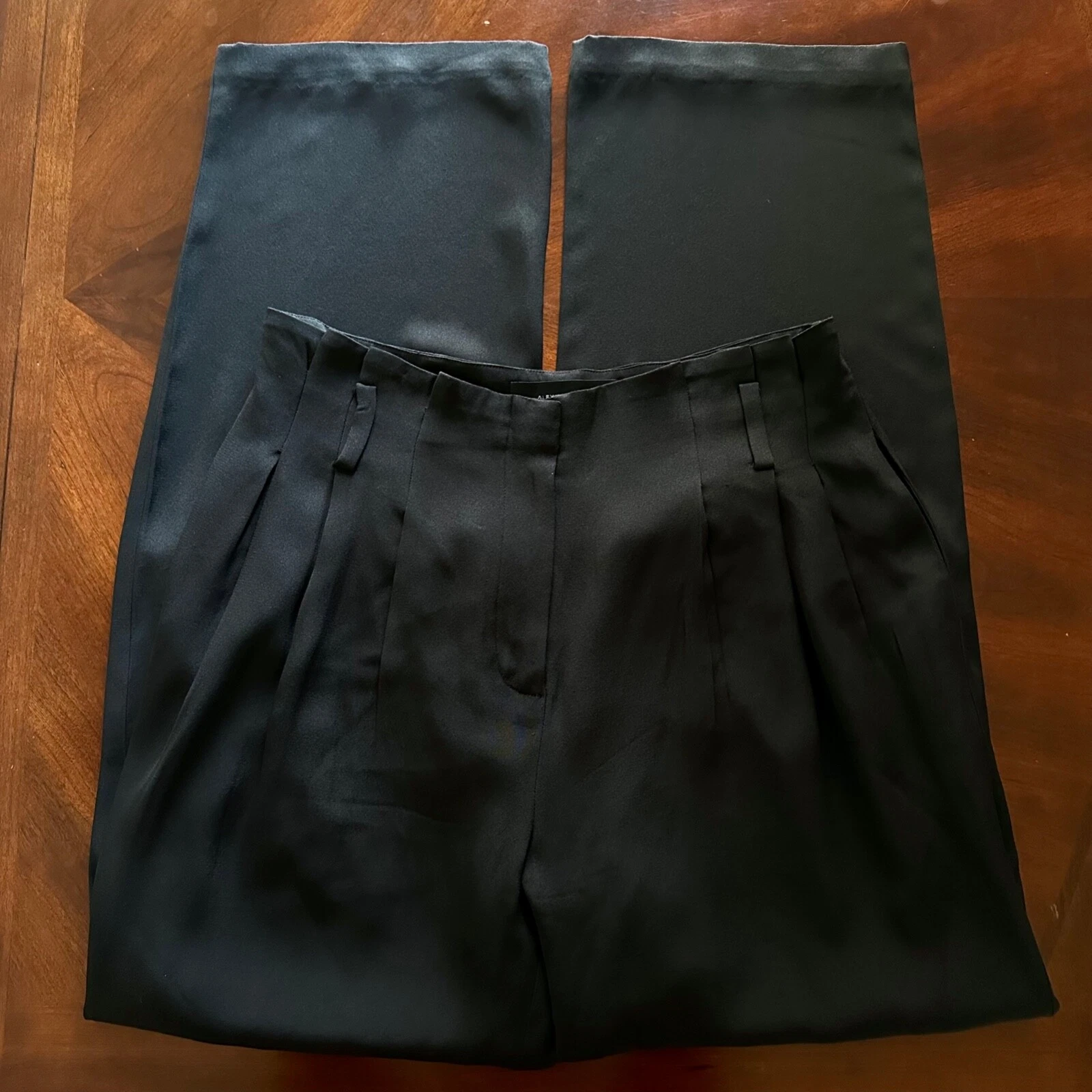 Alexander Wang Pantalone Donna Nero Seta Pieghettato Taglia S