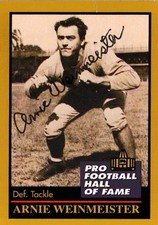 ARNIE WEINMEISTER SIGNED 1991 ENOR CARD~FOOTBALL HALL OF FAME~HOF AUTO~NY GIANT