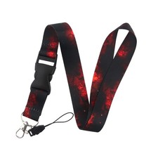 Black Red Lanyard for Keys Keychain ID Badge Holder with Safe Removable Black...